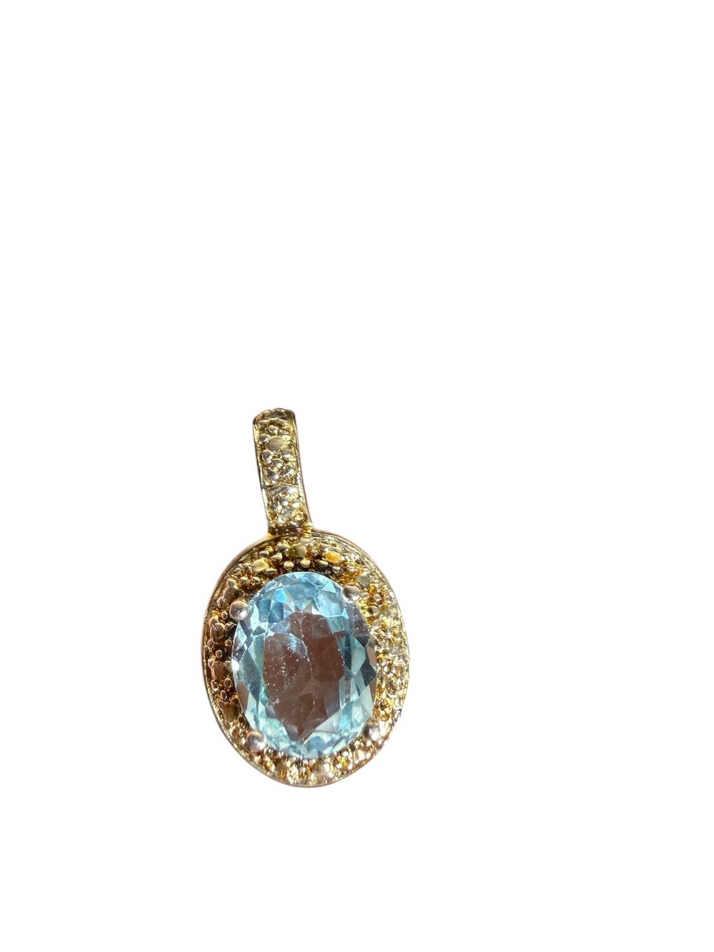 Silver 925 Blue Crystal Oval Pendant